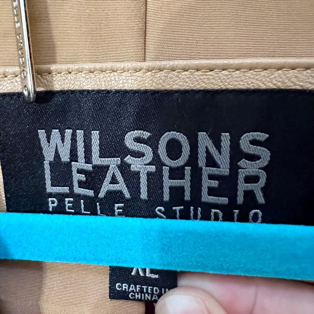 VTG Wilsons Leather Pelle Studio Women's Tan Genuine Leather Zip Front Jacket XL - Picture 9 of 11